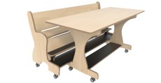 Hoogzit tafel L150 x B64 cm Berken met bank Tangara Groothandel voor de Kinderopvang Kinderdagverblijfinrichting8